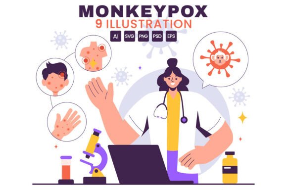 9 Monkeypox Outbreak Illustration for Graphics and Digital Products