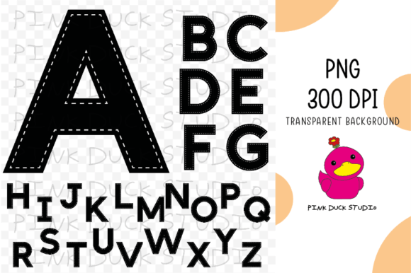 Black Stitch Letters Uppercase Alphabets for Modern Web Design