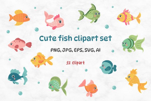 Cute Fish Clipart Set Review for Embroidery Projects