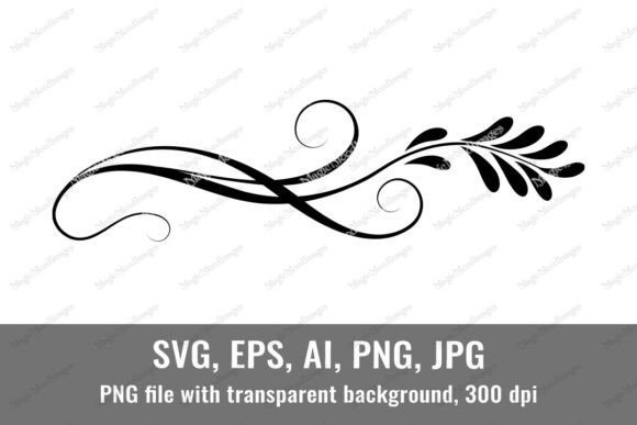 Floral Ornament Leaves Abstract Lines for Decorative Graphics