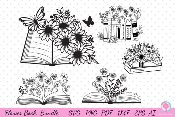 Flower Book Svg Bundle for Print Templates and Graphics