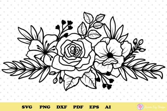 Flower SVG Graphics for Print Templates