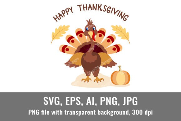 Happy Thanksgiving Day Card with Turkey Graphics