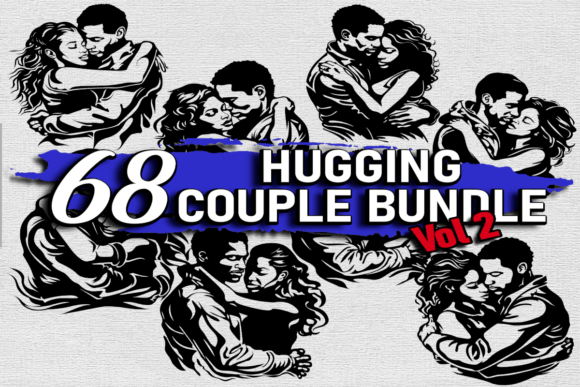 Hugging Black Couple Vector SVG PNG EPS for Crafts and Graphics