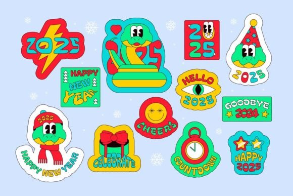 New 2025 Year Y2K Stickers: Playful Graphics for Local Branding
