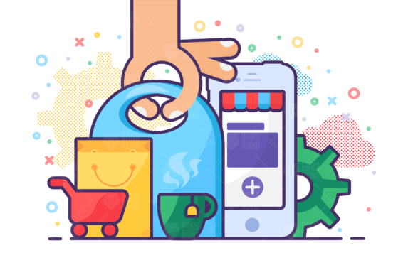 Order Goods Via Phone Illustration for Branding and Marketing