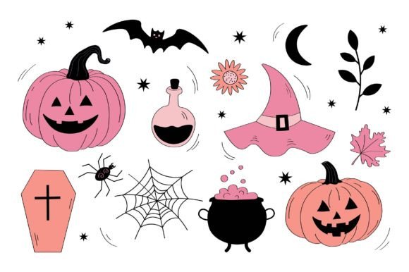Pink Halloween Party Graphics Bundle