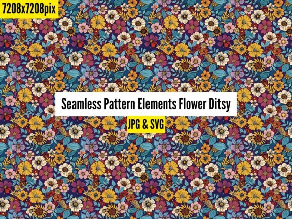 Seamless Pattern Elements Flower Ditsy for Branding and Packaging