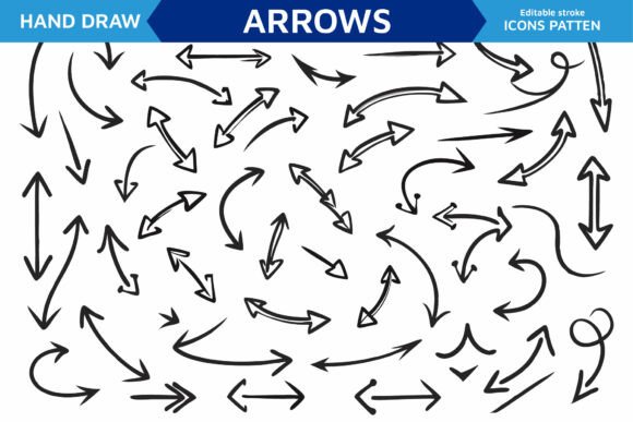 SVG Hand-draw Arrows Vector Pattern for Branding and Packaging