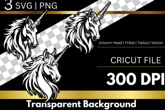 Unicorn Head Tribal Tattoo Vector for T-Shirt Designs and Graphics