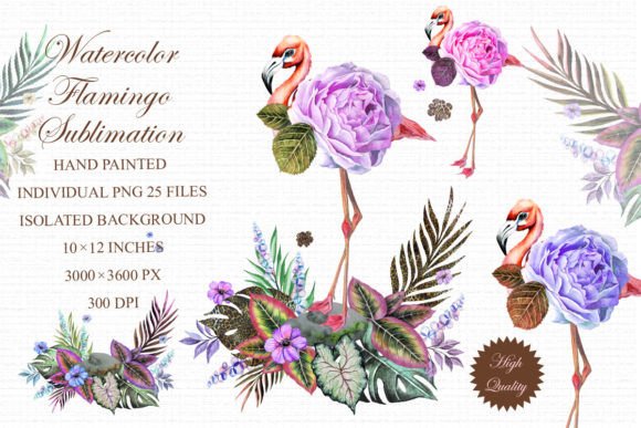 Watercolor Flamingo Sublimation PNG for Creative Design Projects