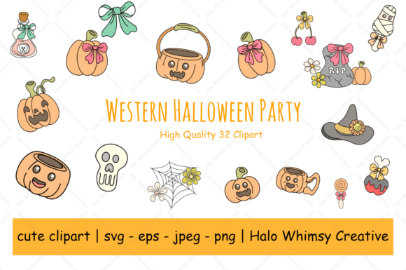 Western Halloween Party Graphics for Branding and Marketing